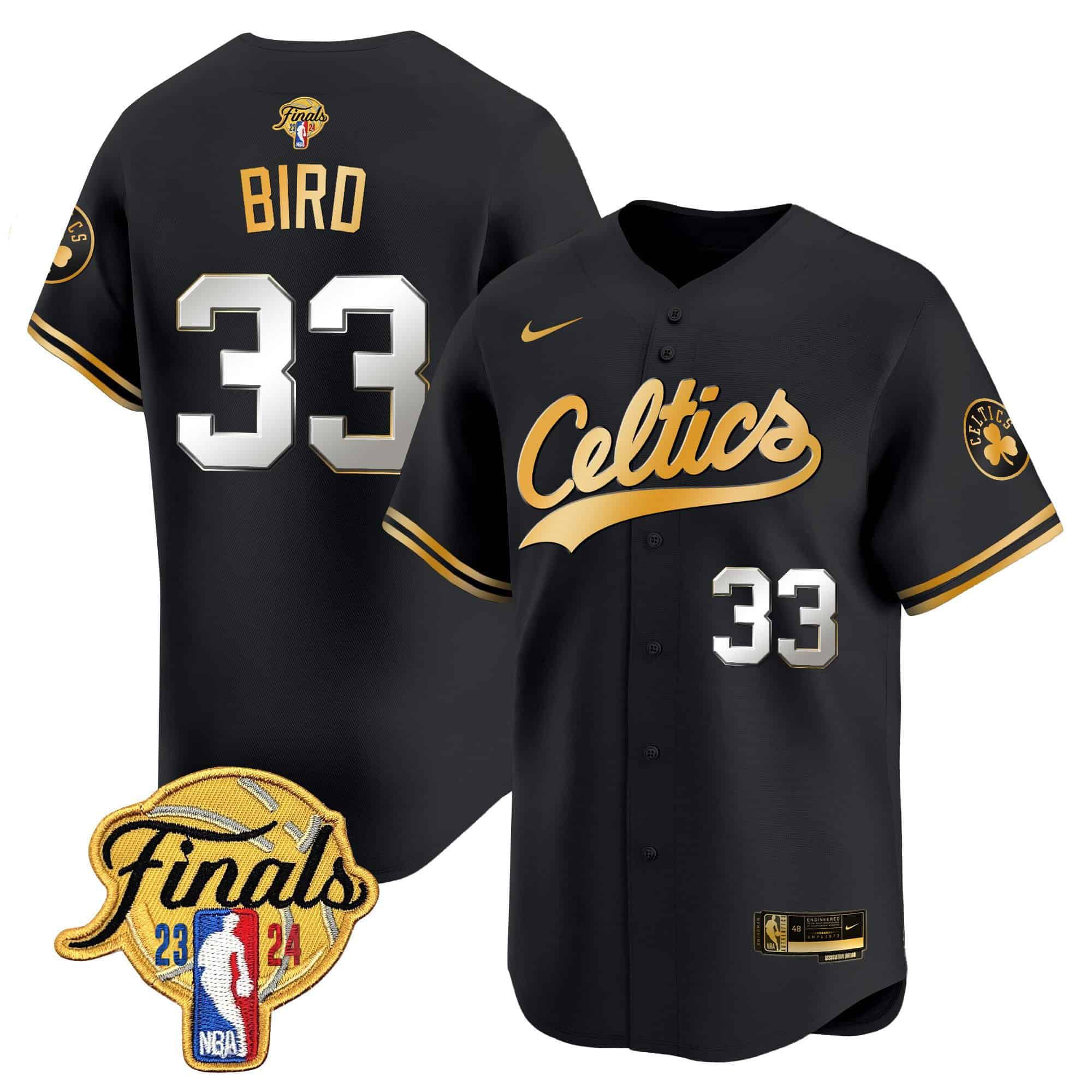 Men Boston Celtics #33 Bird Black 2024 Nike Finals Patch Baseball NBA Jersey->boston celtics->NBA Jersey